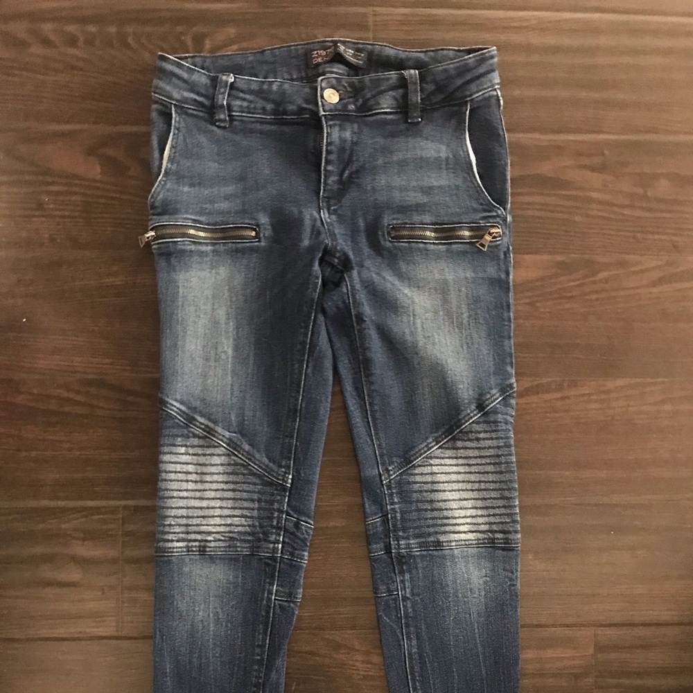 ZARA MOTO ZIP JEANS SZ 4